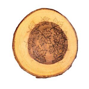 Rustic Wooden Leaf Engraved Decor Platter